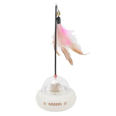 Imagem de Luocute Brinquedo Automático de Teaser de Penas, Brinquedo de Gato Elétrico Com Disco Rotativo e Penas para Exercícios de Brincadeira Interativa, Material ABS, Uso de 120 Minutos