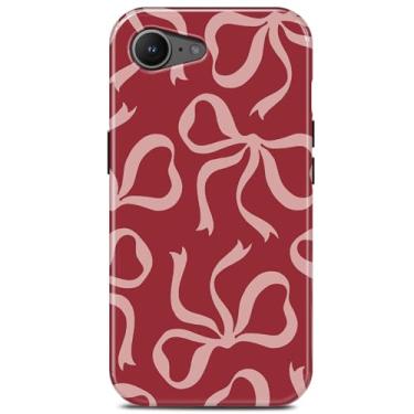 Imagem de TAMUEL Capa para iPhone 16e, capa de telefone com laço fofo, compatível com Magsafe, moderna fita vermelha elegante estética magnética fina silicone à prova de choque capa feminina feminina feminina