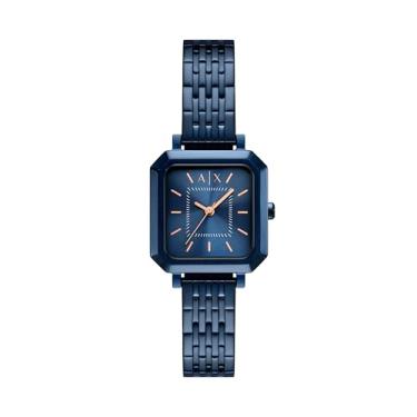 Imagem de Armani Exchange Relógio feminino A|X de aço inoxidável azul com três ponteiros (modelo: AX5730)