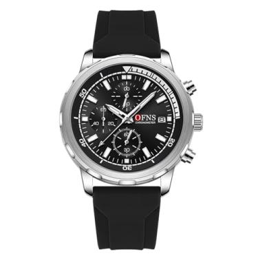 Imagem de Relógios masculinos analógicos de quartzo para homens, cronógrafo esportivo, moderno, negócios, marca de luxo, relógio de pulso masculino com data, Silicone, prata e preto