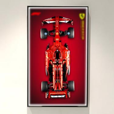 Imagem de WETCEAOM Painel De Parede Para Lego Technic Ferrari Sf-24 F1 42207, Modelo Carro, Com Luz Led, Display Compatível, Ideias Presente, Suporte Parede, Somente Moldura! 31,5 X 19,7 Pol.