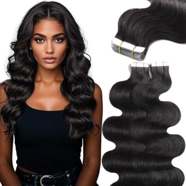 Imagem de Lacer Extensões de cabelo com fita adesiva de 45,7 cm, fita ondulada, cabelo humano, 100% cabelo Remy, 50G, 20 peças, fita preta natural, extensões de cabelo, cabelo humano, mulheres negras