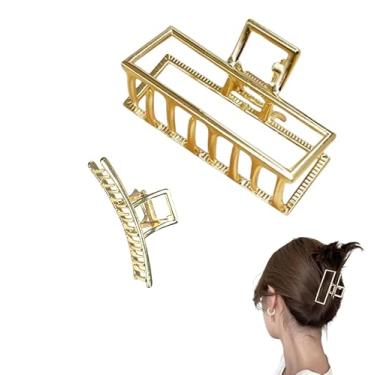Imagem de Kit 2x Piranha Prendedor De Cabelo Metal Quadrada Piranha Presilha Dourada Metal Menina Luxo Vintage Feminina Elegante Mulheres