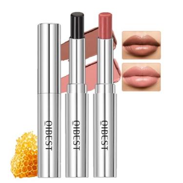 Imagem de Dulele Conjunto de 2 batons de mel matizados, batom de mel preto e rosa, batom de geleia hidratante, cuidado labial para reparar lábios secos