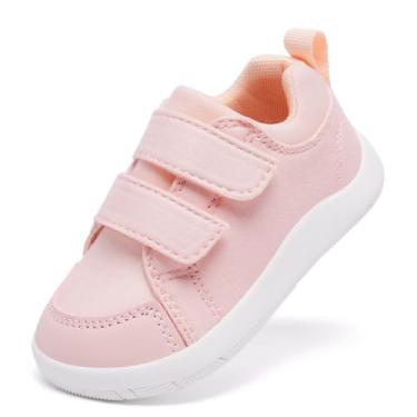 Imagem de MORENDL Sapatos de dedo largo para bebês descalços sapatos de caminhada para bebês meninos e meninas antiderrapante zero drop minimalista tênis conforto atividades ao ar livre, rosa, 9 Wide Toddler