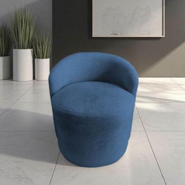 Imagem de Poltrona Decorativa Yara Orgânica Bouclé Azul Marinho - Mansão Decor