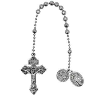 Imagem de Terço da década de metal com crucifixo de perdão | Batalha com o poder da oração | Ótimo presente católico para confirmação, Small, Madeira, Sem Pedra Preciosa