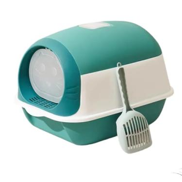 Imagem de Caixa Box de Areia Fechada com Porta Privacidade para Gato Toalete Sanitário Higiênico Pet(Caixa Verde + Pá Coletora)