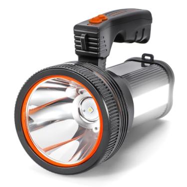 Imagem de Lanterna tática de LED portátil recarregável com luz lateral, 5 modos de iluminação, lanterna holofote à prova d'água com alça, função de banco de energia, super brilhante para ambientes externos