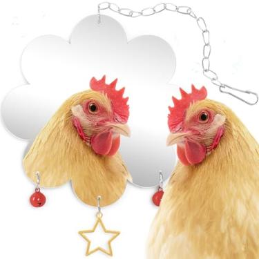 Imagem de Espelho de galinha para galinheiro com sino suspenso e pedra de moagem de bico de pássaro