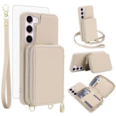 Imagem de Capa de celular para Samsung Galaxy S23 Plus S23+ 5G carteira celular com protetor de tela de vidro temperado alça transversal com bloqueio de RFID S23plus 23S + S 23 23+ SM-S916U 16.8 cm feminino