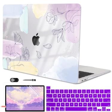 Imagem de LCMOCICO Capa para MacBook Pro de 13 polegadas 2022 2021 2020-2016 A2338 M2/M1 A2251 A2289 A2159 A1989 A1706 Touch ID, capa rígida de plástico para teclado, película de tela, capa para webcam, flores