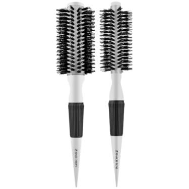 Imagem de Kit 2 Escova De Cabelo Marco Boni Branca Profissional Termica Ceramica Cerdas Javali 46mm 55mm