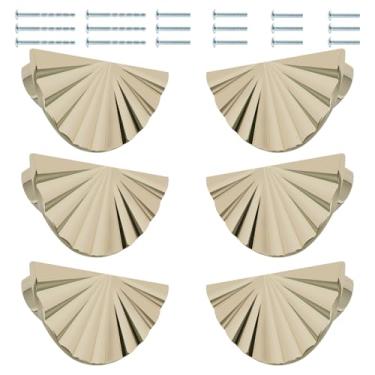 Imagem de WHSUNVO Conjunto de 6 puxadores de gaveta de liga de zinco com parafusos, puxador de gaveta dourado vintage, ferragens, decorativo, em forma de meia lua, puxador de móveis, espaçamento de 6 cm para