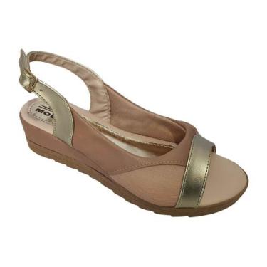 Imagem de Sandália Feminina Anabela Super Conforto Joanetes Moda Pé, Ouro light,