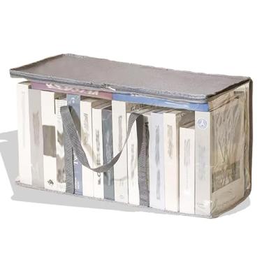 Imagem de Organizador de livros de plástico extragrande para guardar livros de quadrinhos 59 x 25 x 30 cm / 23,2 x 9,8 x 11,8 polegadas com tampa e alça de elevação para brinquedos de livros