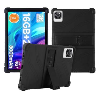 Imagem de Capa para tablet Callsky-Tab Ctab 12 de 12 polegadas, capa protetora de silicone macio, adequada para crianças, capa para tablet com suporte ajustável, 4 cantos, à prova de choque, preta