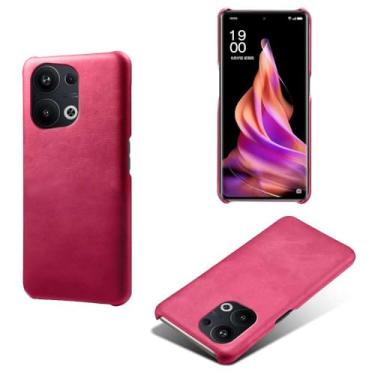 Imagem de Capa para OPPO Reno 10 Pro+,Proteção contra quedas,Casca de volta de cor sólida simples,Design de couro de imitação de plástico-Rose