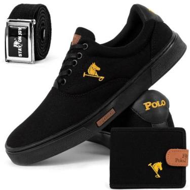 Imagem de Kit de Sapatênis Masculino Tênis Casual Polo Joy Preto/Amare, Preto, A