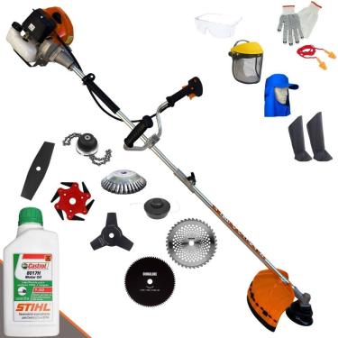 Imagem de Cortador de Grama À Gasolina Terra GRHB430 Bipartida 43cc 1,7HP Alta Rotação Roçadeira Completa Com Carretel e 7 Opções de Corte + EPI + ÓLEO STIHL 2T
