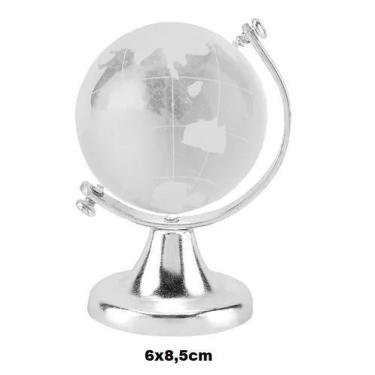 Imagem de Enfeite de Mesa Decorativo Globo Terrestre Em Vidro Maciço e Metal Pra