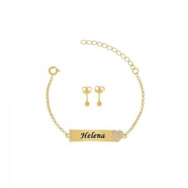 Imagem de Conjunto Infantil Chapinha Coração E Brinco Bolinha Banho