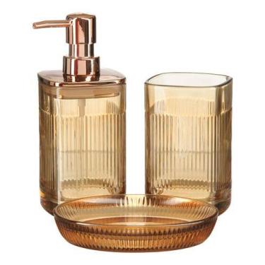 Imagem de Kit Lavabo Luxo Banheiro Dispenser Líquido Saboneteira 370 - PGB