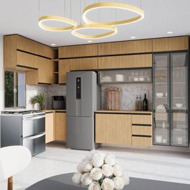 Imagem de Cozinha Modulada 15 Peças 11 Aéreos 3 Balcões 1 Cristaleira Nara CabeC