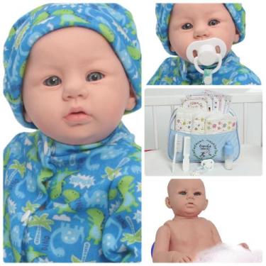 Imagem de Boneco Reborn Recém Nascido Carequinha Pode Banho + Itens - Cegonha Re