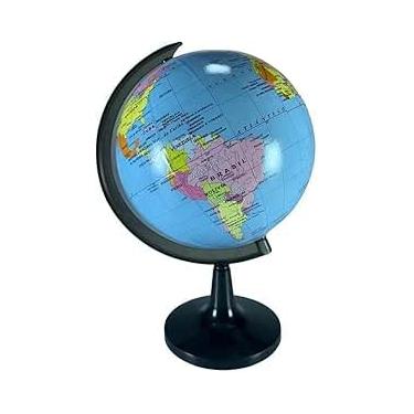 Imagem de Globo Terrestre Giratorio Mesa Mapa Mundi Político Escolar 14,2 cm Eixo Com Medidor Geopolítico Escolar e Decoração