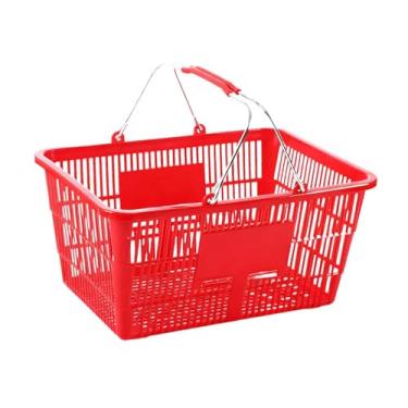 Imagem de Bothyi Organizador de cesta de compras para supermercado, suporte de armazenamento, cesta de compras multiuso para armazenamento de alimentos e frutas sob o, Vermelho