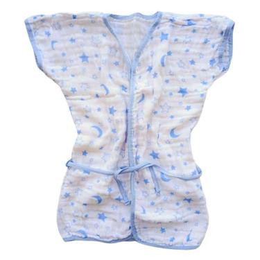 Imagem de Roupão de Banho Infantil com Capuz 100% Algodão para Praia Piscina e Natação Até 4 Anos (Estrela Azul)