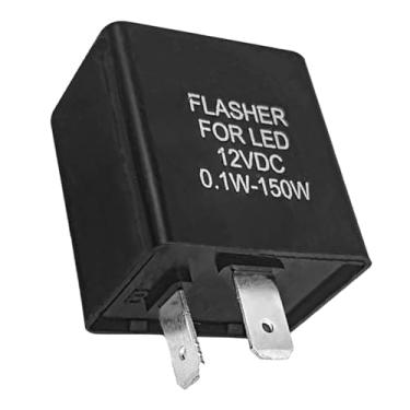 Imagem de cotonlake Relé de pisca-pisca eletrônico silencioso de 2 pinos de 12 V para seta de LED compatível com correções de motocicleta scooter, bicicleta, carro, SUV, fixação, hiperflash, luzes de LED