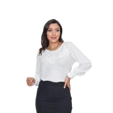 Imagem de Blusa feminina manga longa moda evangélica crepe sku:bml14 - R.S MODAS