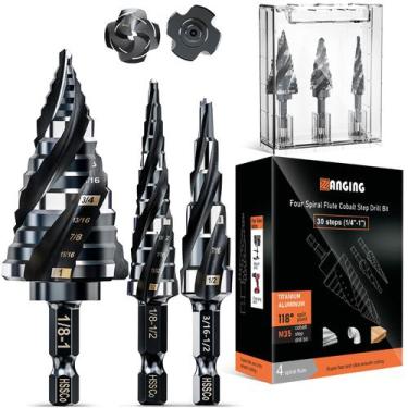 Imagem de Conjunto de brocas Step Drill ZANGING Four Spiral Flute M35 Cobalt