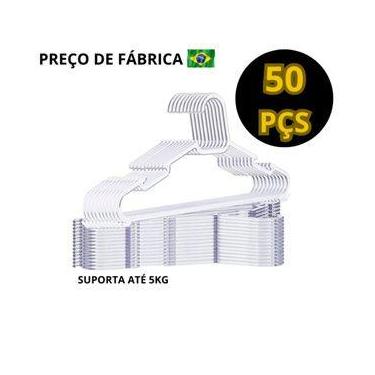 Imagem de Cabide Adulto Acrílico Transparente Kit 50 a 10 Cabides Reforçado Orga