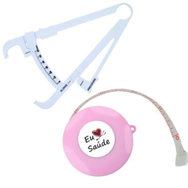 Imagem de Kit Avaliacao Fisica Medir Gordura Corporal Fita Metrica Imc Adipometr