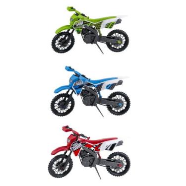 Imagem de Kit 3 Motos de Brinquedo Mega Cross Com Amortecedor e Pezinho de Apoio