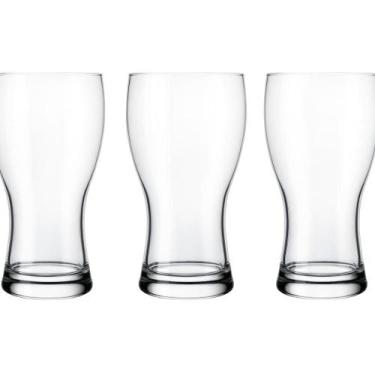 Imagem de Jogo de 3 Copos para Cerveja 285ml Vidro transparente resistente Base 