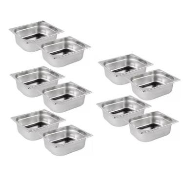 Imagem de Kit de 10 Cubas Gastronômicas Sem Tampa Inox 1/4 150mm - Zepper
