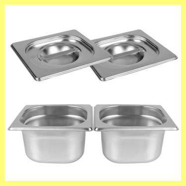 Imagem de Kit de 2 Cubas Gastronômicas Com Tampa Buffet Inox 1/6 100mm - Zepper