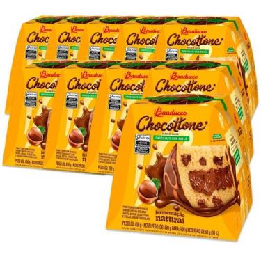 Imagem de Chocotone Bauducco Kit 10 Panetones Chocolate e Avelã 450g