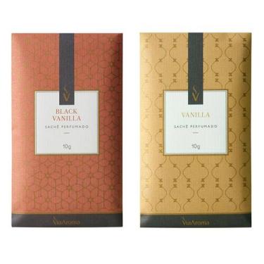 Imagem de Kit 10 Saches Perfumado Via Aroma Vanilla E Black Vanilla