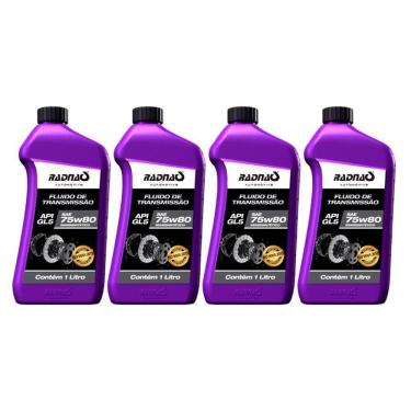Imagem de Kit 4 Óleo Para Câmbio Carro 75W80 Gl5 Semi Sintético Radnaq