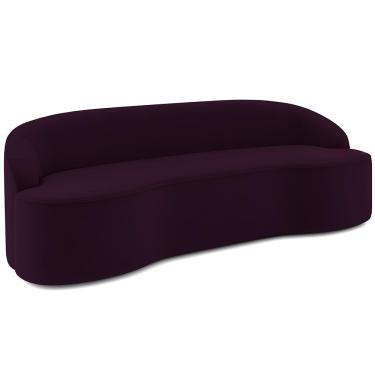 Imagem de Sofá 3 Lugares Curvo Sala de Estar Living Lótus D02 Veludo Roxo 180 cm C-292 - Lyam Decor