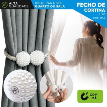 Imagem de Prendedor de Cortina Magnético com Pérolas Luxo Fecho Decorativo com I