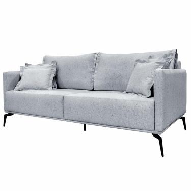 Imagem de Sofá Decorativo 2 Lugares 160cm Pés em Aço Stagno Linho Cinza Rústico - Gran Belo