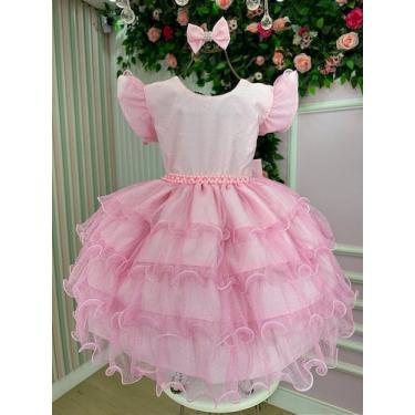 Imagem de Vestido Ysa Kids Belinda Rosa Bebê - Tecido 100% Poliéster com Laço, P