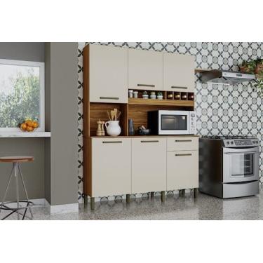 Imagem de Armário de cozinha 06 portas 01 gavetas MDF pinot - RIO DOCE, AMENDOA/