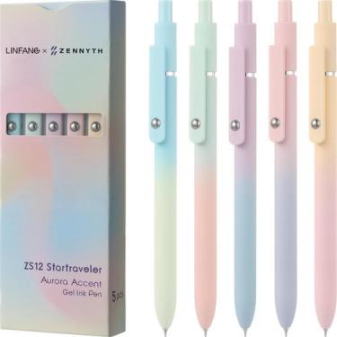 Imagem de Canetas de gel LINFANC 5 peças de tinta preta de ponto médio de 0,7 mm